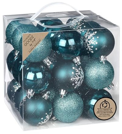 Inge-glas Weihnachtskugeln Kunststoff 6cm 27er Set - Petrol Emerald