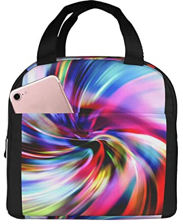 XVBCDFG Bolsa de almuerzo con tinte de corbata colorida para oficina al aire libre, papel de aluminio portátil, aislamiento grueso y bolsa Bento para mantene