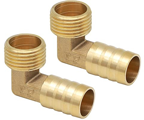 YDHfdc 2 stycken mässingshylsa slanganslutning 90 graders armbåge 1/2 tum slang svans barb kontakt för vatten, bränsle, luft (16 mm)