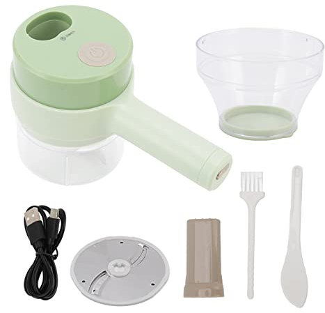 Set Affettaverdure Elettrico 4 in 1, Robot da Cucina Wireless Affettatrice Portatile E Tritatutto Per Aglio Pepe Peperoncino Cipolla Sedano Zenzero Carne