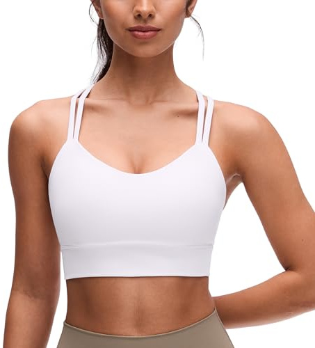 CRZ YOGA Aux Femmes Butterluxe Palangre Soutien-Gorge de Sport Crise Croix Tasse Moulée Yoga Recadrer Haut Blanc S