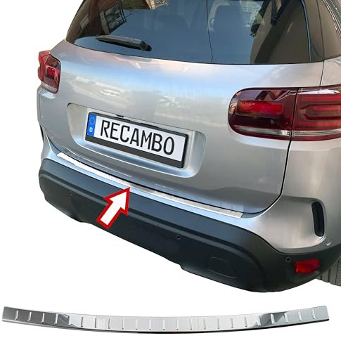 RECAMBO Protection de seuil de Chargement en Acier Inoxydable Poli Brillant, Aspect chromé Compatible avec Citroën C5 Aircross à partir de 2018 Style et Protection pour Les Pare-Chocs