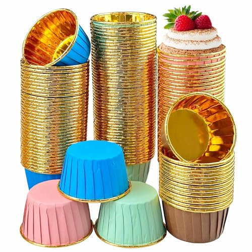200 Pièces Caissettes Cupcake, 4 Couleur Caissette Muffins Papier, Papier Muffin Cuisson, Moule Cupcake Papier, Caissettes Muffins Convient pour Anniversaires Fêtes Mariages Célébrations Anniversaires