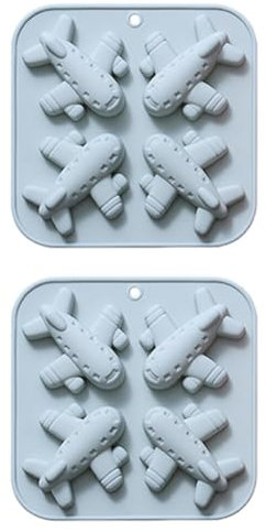 ISAKEN 2 Pezzi Stampi per Torte in Silicone a Forma di Aeroplano, Stampo per Dessert fai da te Muffa della Torta del Fondente Stampo da Forno 4 Griglia per Cioccolato Gelatina Caramella