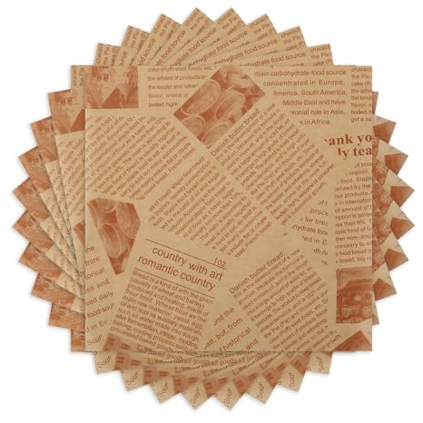 Hugwish 200 stycken 22 x 22 cm livsmedelsförpackningspapper för bröd, chips, hamburgare