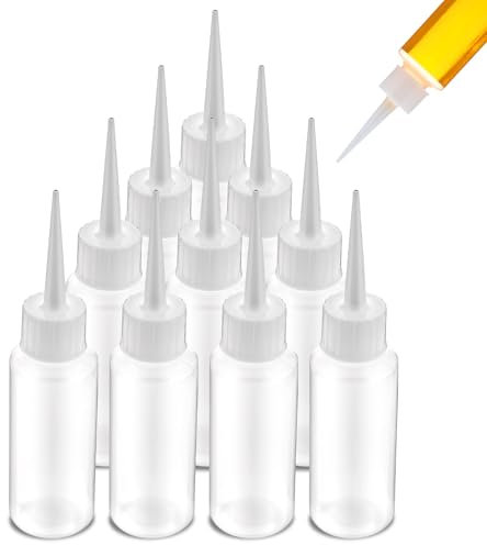 LLOUSSAK 10pcs 50ml Plastic Squeeze Bottles Glue Bottles Precision Tip Applicator Bottle Color Bottles for Hair Salon, Paint Art, Craft, Liquids, Glue
