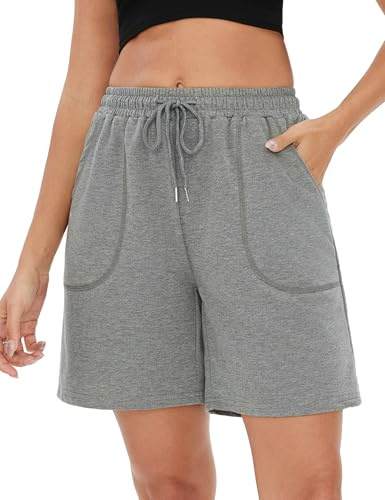 Terecey Short de Sport Femme Été Poches Taille Élastique Cordon Réglable | Toucher Doux, Mélange Souple avec Coton, Légère Extensibilité, Coupe Décontractée, Facile à Porter au Quotidien