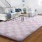 BYBSRLL Teppich Kariert Rosa und Weiß 120x180 Hochflor Weich Flauschig Kuschelteppich Waschbare Teppich Wohnzimmer Schlafzimmer Kinderzimmer Mädchen, rutschfest Rugs for Living Room
