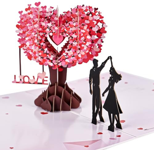 YYTECH 3D Liebesbaum Pop Up Karte Hochzeitskarte Valentinstag Karte Hochzeit Verlobungsgeschenk mit Umschlag und Grußkarte, für Liebe, Jahrestag, Hochzeit, Valentinstag oder Geburtstag
