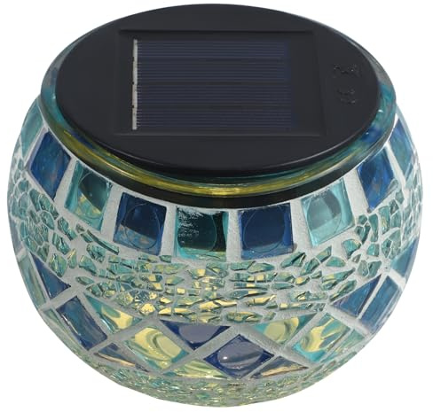 Milisten Lampe Solaire à Led En Verre Bleu Translucide Pour Jardin Pelouse, Éclairage Extérieur Étanche, Décoration Lumineuse Terrasse Bord De Piscine, Lumière Solaire Romantique D'ambiance