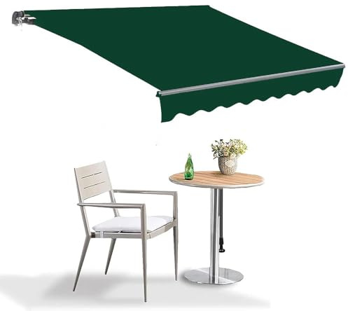 Tessuto per tenda retrattile, 200-550 cm, impermeabile e resistente, per tende a braccio articolato, parasole verde scuro (5 x 3 m)