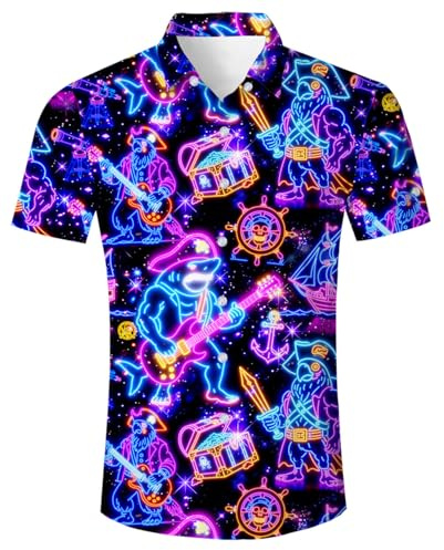 ALISISTER Mens Hawaiian Shirt 3D Print Casual Button Down Ugly Shirts Beach Holiday Aloha Short Sleeve Shirt