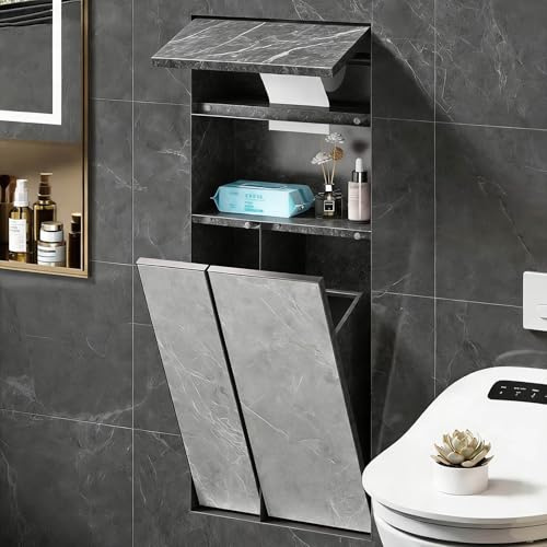 Nicchia Doccia Incasso Nicchia a Muro per Carta Igienica, Cestino per Rifiuti e Mobiletto, Porta Scopino per WC In Acciaio Inossidabile, Ideale per La Ristrutturazione del Bagno