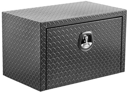 30 inch aluminum underbody truck tool box heavy duty underbed toolbox tool storage organizer chest with lock and keys, waterproof trailer box, extra thick diamond thread plate matte black