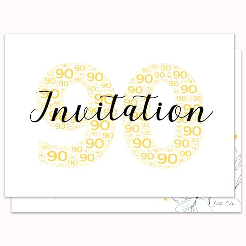 Edition Colibri Carte d'invitation d'anniversaire - Invitation 90 motif graphique | Lot de 10 cartes plates (A6) – Verso à écrire