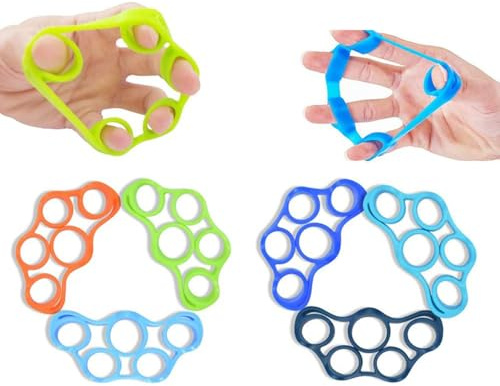 5 stycken handtränare fingertränare, rehabiliteringsträning, fingerträning, flerfärgad fingertränare, underarmstränare, greppstyrketränare för händer, förstärkning av handen