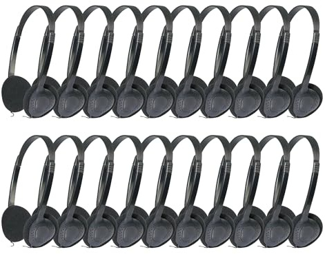 LIROPAU Confezione da 20 cuffie cablate sovrauricolari per bambini, fascia regolabile con jack da 3,5 mm, per scuola, biblioteca, cuffie cablate per smartphone, tablet, laptop