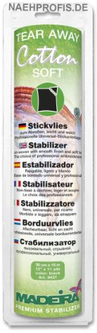 Madeira Cotton Soft Stickvlies abreißbar 30 cm schwarz 10 m 30 cm schwarz 100% Baumwolle