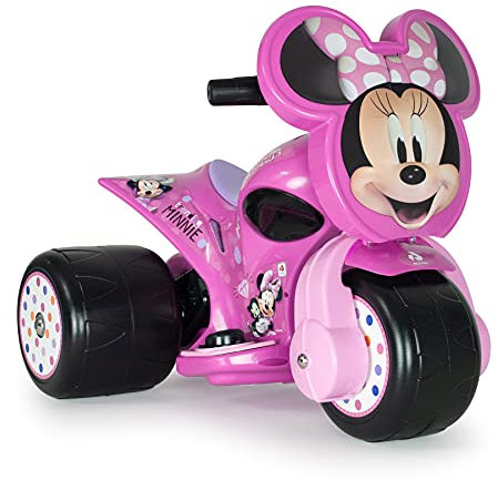 Dreirad Elektrisches Motorrad Baby 1 + 2 +3 Jahre Minnie Mouse - Laufrad Tricycle Rosa 6V - Dreirad Mit DREI Stabile Räder + Breite Räder + Gaspedal + Sicher | INJUSA