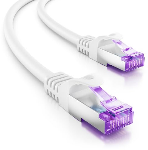 deleyCON 2m Cable de Red CAT7-10 Gigabit - Cable de Conexión RJ45 Cable Ethernet (Cobre, Blindaje SFTP PiMF) - para Highspeed LAN DSL Switch Modem Router Patchpanel CAT7 CAT6 CAT5 - Blanco