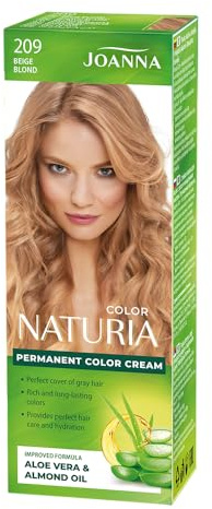 Naturia Permanent Haarfärbe-Creme - All das Gute aus Milchproteinen & Pfirsichextrakt - Haarfarbe in Premium-Qualität - Crème Haarfarbe - Lange Haltende Haarfarbe – Farbton Beige Blond - 100g