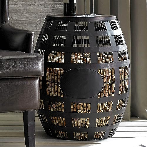 Wine Enthusiast Barrel Cork Catcher Accent Table - Metal Side Table With Wooden Top to Store & Display Used Corks - Holds 2,000
