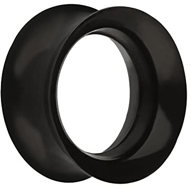 Treuheld® 14mm Silikon Flesh Tunnel - Schwarz - dünner Double Flare Ohr Plug - weich, soft, hautfreundlich, antiallergen & nickelfrei