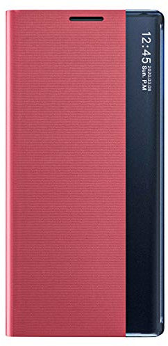 TANYO Smart View Schutzhülle für Samsung Galaxy Note 20 Ultra (5G/4G), Prime Schutzhülle mit transparentem Sichtfenster, elegant, Spiegel, Flip Case Cover mit Faltbarer Standfunktion – Rosa