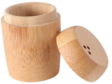 Cabilock Bambus Wattebausch Tupferhalter Make-Up Baumwolle Organizer mit Deckel Qtip Halter Wattestäbchenbehälter Bad Aufbewahrungsbehälter Glas für Baumwollrunden Pads Zahnstocherhalter