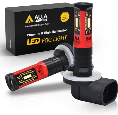 Alla Lighting PGJ13 Base H28 886 881 LED Fog Lights Bulbs Upgrade Xtreme Super Bright 1860-SMD 862 888 889 896 898, 6000K Xenon White
