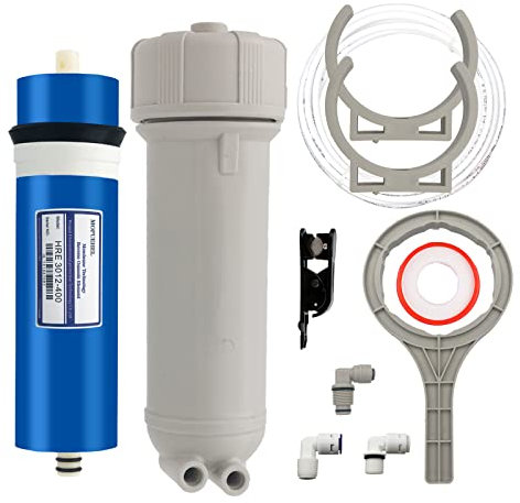 MOPUEHEL Membrana RO de 400 GPD con carcasa de membrana de ósmosis inversa, kit de repuesto de filtro de ósmosis inversa, juego de carcasa de membrana RO para sistema de agua RO DIY y sistema de