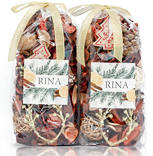 Qingbei Rina Christmas Potpourri Bags,Tea Scented Holiday Potpourri Bowl Filler Dried Flower, Home Fragrance Sachet of Petal, Decorative Winter Vase Decor,8.4 oz(Gold and Red)