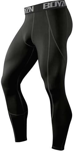 1er Pack Kompressionshose Herren, Sport Leggings Männer Atmungsaktiv Fitness Strumpfhosen, Funktionswäsche Tight Lang Unterhose, Laufhose Trainingstights für Fitness Gym Joggen Black-L