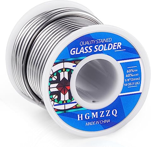 HGMZZQ 60/40 solder for stained glass,Industrial grade Solder for Glass Artisans,Dia 3mm (0.125) 1LB(1)