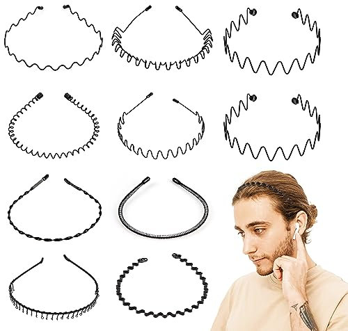 Haarreif für Herren, 10 Stück, aus Metall – Haarband für Sport und täglichen Gebrauch