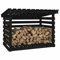 Homgoday Portalegna da Ardere, Portalegna da Interno Nero 108x73x79 cm in Legno Massello di Pino, Porta Legna per Camino, Legnaia da Interno, Camino da Esterno Impilabile Stufa Ripiano Legno