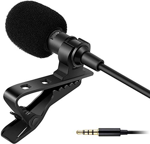 3.5mm Stereo Proffessional Microphone Condenser Clip-on Mic For Smartphones, Android and Tablet Voice Recorder Recording Condenser Clip-on design with external long cord