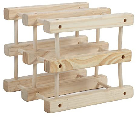 Greensen Portabottiglie Moderno Modulare in Legno di Pino, Portabottiglie Impilabile per 6 Bottiglie, Cucina, Bar, Cantina 26 X 24 X 24 Cm