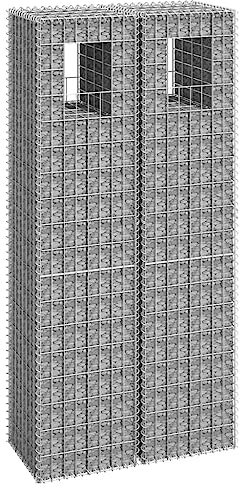 AUVYI Cesto decorativo in pietra per gabbioni, 2 pezzi, 40 x 40 x 180 cm, per terrazze, aiuole rialzate, in ferro