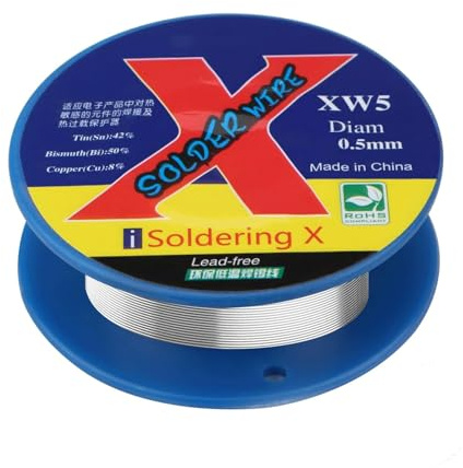 ​Soldering Silver Solder with Lead Tin - Low Temperature Solder (138℃) for Sensitive Electronic Components ​0.5 mm XW5, ​40 g per Pack, Fast Soldering Connection and ROHS Compliant!