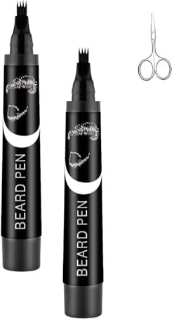 Beard Pencil Filler for Men, Easy Waterproof Black Beard Pen, Long-Lasting Beard Filling Pen To Fill,Natural Finish Beard for Filling, Shaping, Hair and Beard Filler