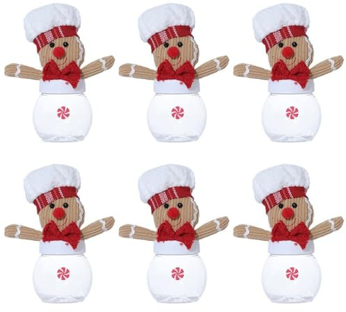Whltzf Confezione da 6 scatole di caramelle a forma di omino di pan di zenzero, a forma di omino di pan di zenzero, per regali di Natale
