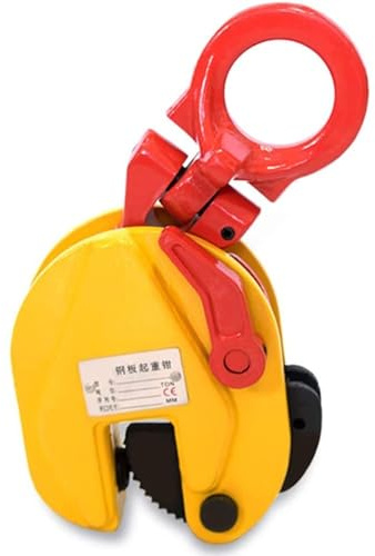 Abrazadera vertical para placas, esparcidora industrial de alta resistencia, con capacidad de elevación de placas de acero y apertura de mordaza ajustable, para manipulación y transporte (1 tonelada