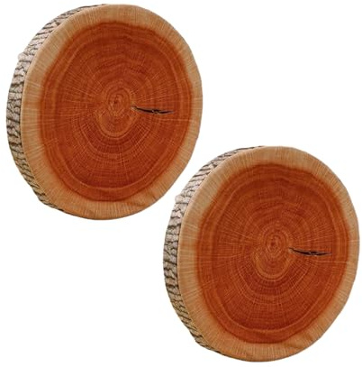 Genérico Almohadón Tronco, Cojín de Madera con Diseño de Tronco, Decoración Natural 2 Piezas para Camping Suelo Tienda Salón Casa Dormitorio