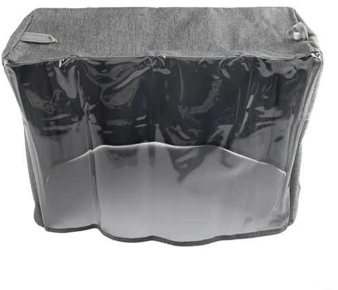 TONIXY Cubierta antipolvo para máquina de coser con bolsillo frontal con cremallera y bolsillos laterales de malla, protector de poliéster acolchado impermeable con lado de PVC transparente