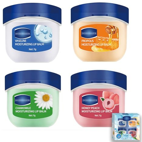 Lip Balm Set, 4PCS Moisturizing Lip Care Multipack Gift Set, Non-sticky Hydrating Moisturizer Lip Treatment for Cracked Dry Lips, Lip Repair for Women Girls