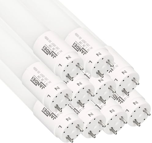 Jandei - Pack 10 Tubo LED 120cm 18W, Blanco Frío 6000K, 2520 Lúmenes, Standard T8 Conector G13, Reemplaza Neón Fluorescente 36W, Cebador LED Incluido, Conexión 1 Lado