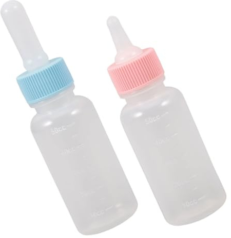 Lurrose 2 Piezas Biberón para Mascotas Pequeñas Silicona Segura Alimentador Leche para Gatitos Cachorros Ardillas