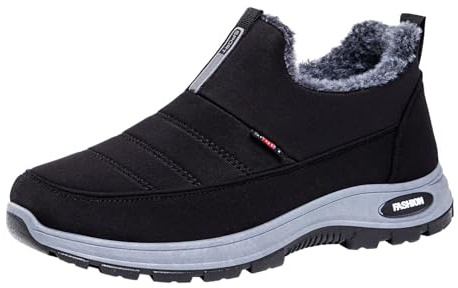 Generiska snöstövlar män fodrade : Vinterstövlar fleece ankelstövlar varma snöskor slip-on vintersko lätta joggingskor enfärgade sportskor vardag klassiska sneakers (storlek 36–44)
