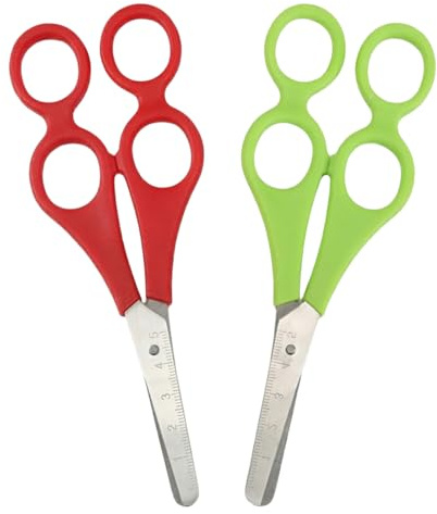 YIPFEN 2 pcs Forbici per Bambini con Doppio Manico, Forbici per Apprendimento e Terapia, Forbici Madre-Figlio per Scuola e Attività Creative, Forbici Sicure per Bambini (Rosso e Verde, 17 cm)